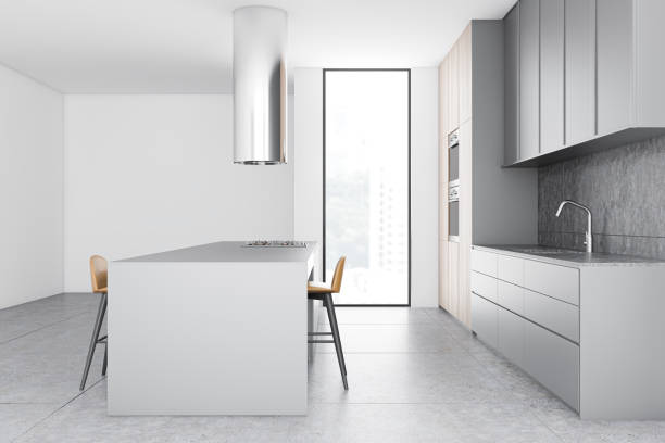 istock White and gray loft kitchen with bar 1213011448
