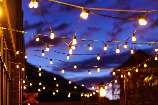 istock String of Lights at Dusk with Blue Sky 1213011917