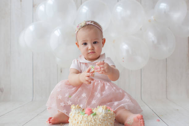 istock First baby birthday. Ballon background. 1213012416