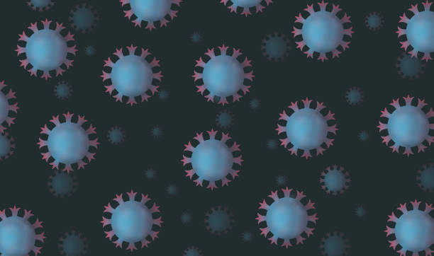 illustration of coronavirus close up on black background - microscop imagens e fotografias de stock