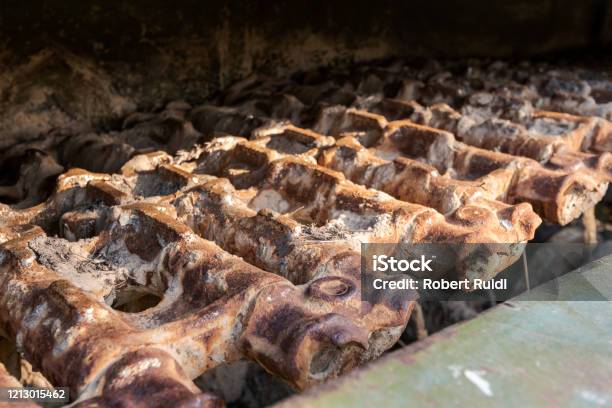 Detail Of Rusty Armor Chain Of Old Soviet Tank Stock Photo - Download Image Now - Adventure, Eastern Europe, Europe