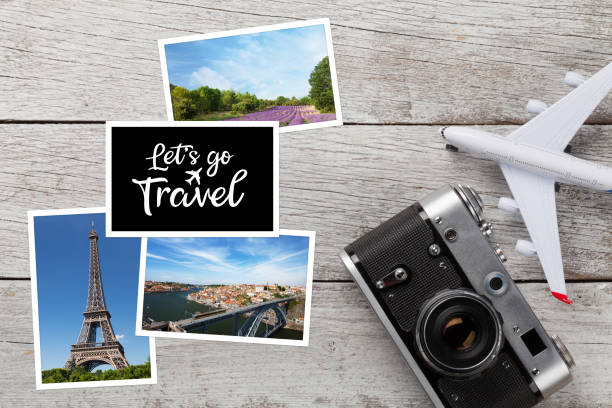 istock Travel concept with vacation photos 1213016415