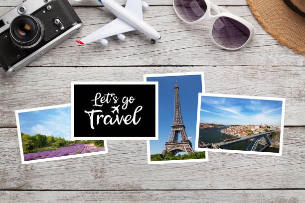 istock Travel concept with vacation photos 1213016571