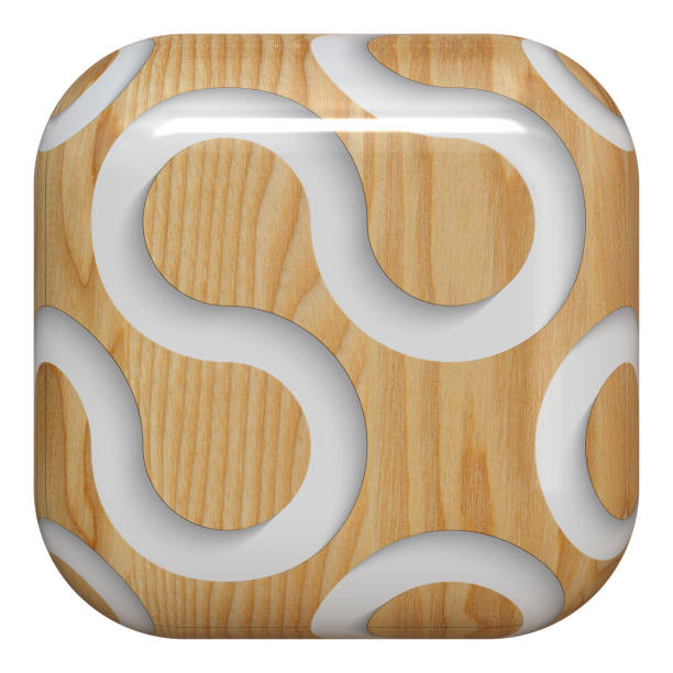 Decorative tile of wood pattern in glass, 3d illustration