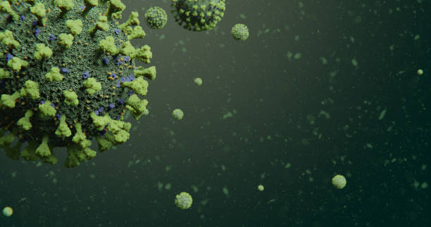 istock COVID-19 Corona Influenza Virus Molecules Floating in Green Particles 1213025076
