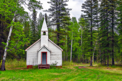 Old Rural Church in Forest
