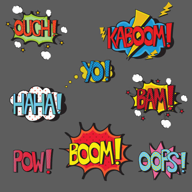 ilustrações de stock, clip art, desenhos animados e ícones de set of comic style pop art words - bang