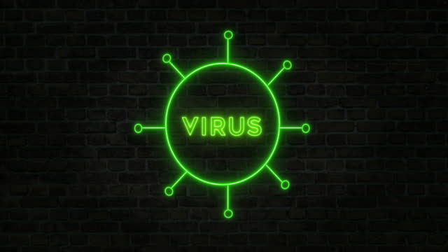 Coronavirus Stock Video Icon, Vector icon, Neon Sign