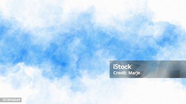 Watercolor Painting Background Blue Copy Space Stock Photo - Download Image Now - Backgrounds, Smoke - Physical Structure, Blue