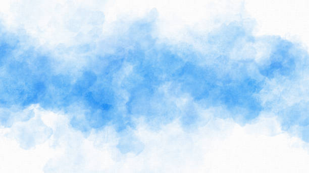 watercolor painting background blue - copy space - hand colored fotos imagens e fotografias de stock