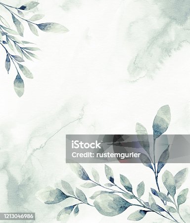 istock Floral frame with watercolor tropical leaves 1213046986