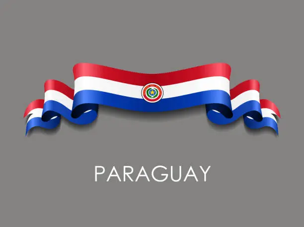 Vector illustration of Paraguayan flag wavy ribbon background. Vector illustration.