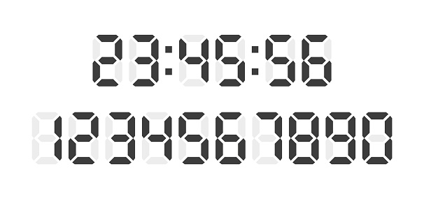 Time Number Background Digital Clock Numbers On White Background Set Numbers Vector Stock ...