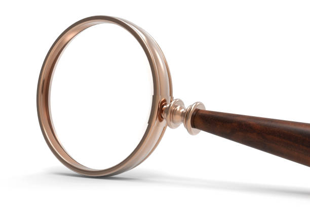 Magnifying glass with titanium frame on white background