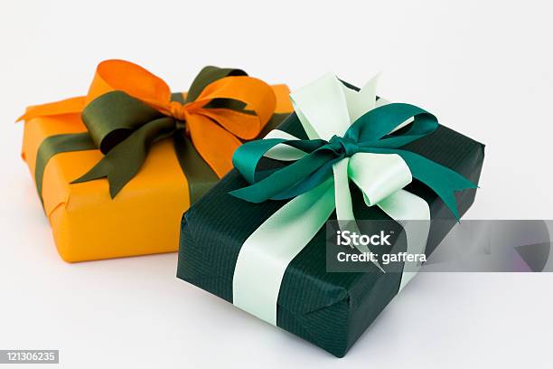 Scatole Regalo - Fotografie stock e altre immagini di Arancione - Arancione, Avvolto, Carta da regalo
