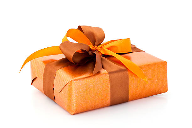 orange gift box stock photo