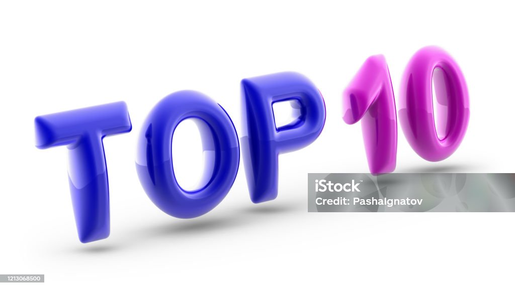 Top 10 Top 10 in white background. 3D Illustration. Number 10 Stock Photo
