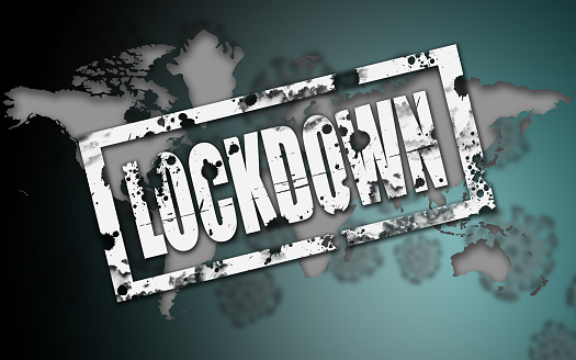 Worldwide lockdown due to corona virus COVID-19 outbreak, 3d rendering