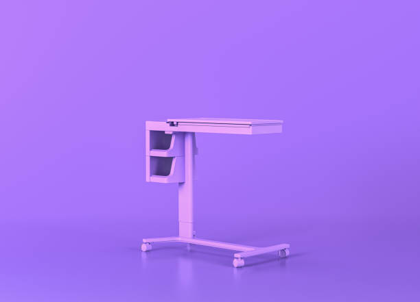istock bedside table, Medical equipment in flat monochrome purple room, 3d rendering 1213082344
