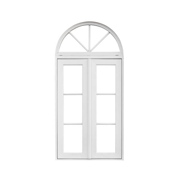 istock Real vintage house window frame isolated on white background 1213087462