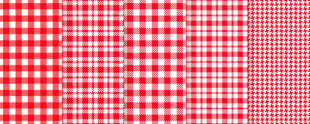 illustrations, cliparts, dessins animés et icônes de pique-nique, nappe sans couture modèle. illustration de vecteur. fonds à carreaux rouges. - plaid tartan backgrounds pattern