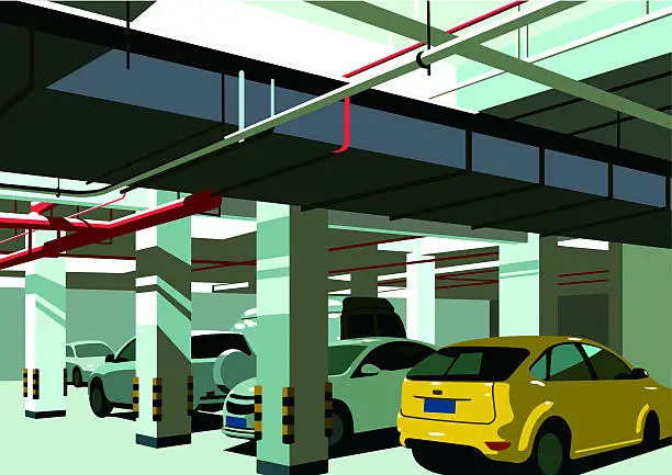 Vector illustration of underground parking lot