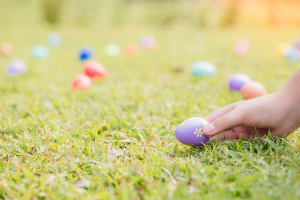 istock Little boy hunting for egg in spring garden on Easter day. 1213094007