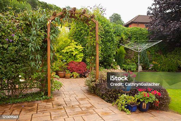 English Domestic Garden Stock Photo - Download Image Now - Paving Stone, Patio, Yard - Grounds