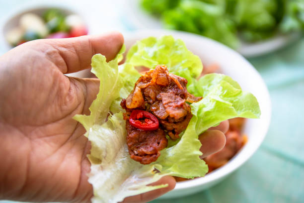 istock Stir fried with pork and vegetables 1213098410