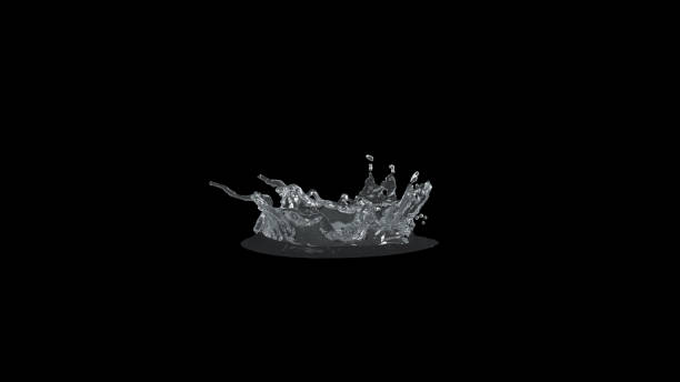 istock Water Splash on black background with alpha mask. 3d illustration. 1213106783