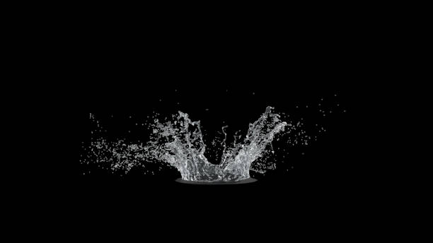 istock Water Splash on black background with alpha mask. 3d illustration. 1213106802
