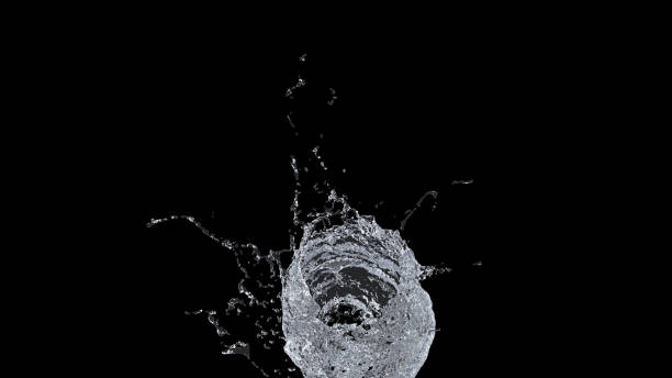 istock Water Splash on black background with alpha mask. 3d illustration. 1213106809