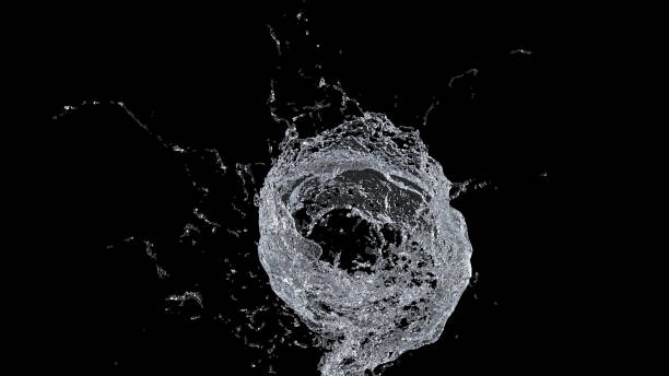 istock Water Splash on black background with alpha mask. 3d illustration. 1213106834