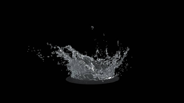 istock Water Splash on black background with alpha mask. 3d illustration. 1213106841