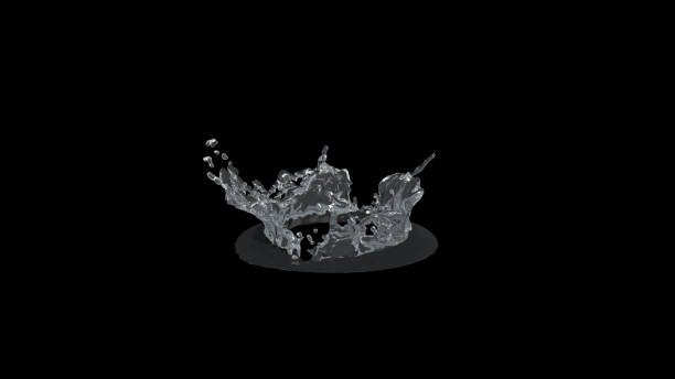 istock Water Splash on black background with alpha mask. 3d illustration. 1213106849