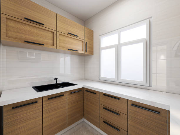 istock Clean and tidy interior design kitchen with cabinets 1213108597