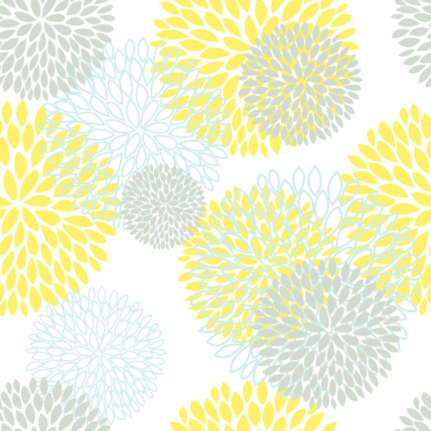 ilustrações de stock, clip art, desenhos animados e ícones de padrão floral sem costura de fundo - yellow chrysanthemum