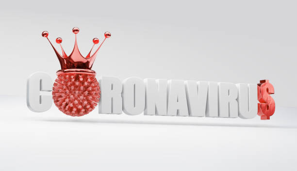 istock 3D render text - Corona VIRUS cell 2019nCoV, Covid19 with golden crown on top 1213112462