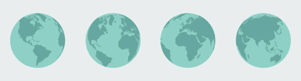 illustrazioni stock, clip art, cartoni animati e icone di tendenza di terra, set globo - pianeta terra illustrazioni