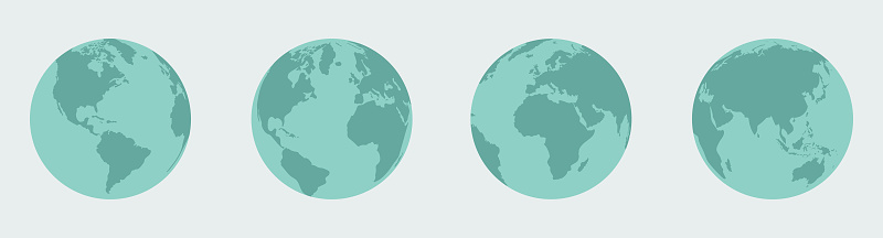 A set of four globes from different angles. EPS10 vector illustration, global colors, easy to edit.