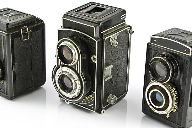 istock Three Vintage two lens photo camera 121312023