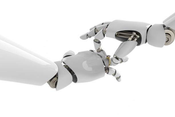 istock 3d rendering Robotic Hand diamond ring. Artificial intelligence stock photo 1213123037
