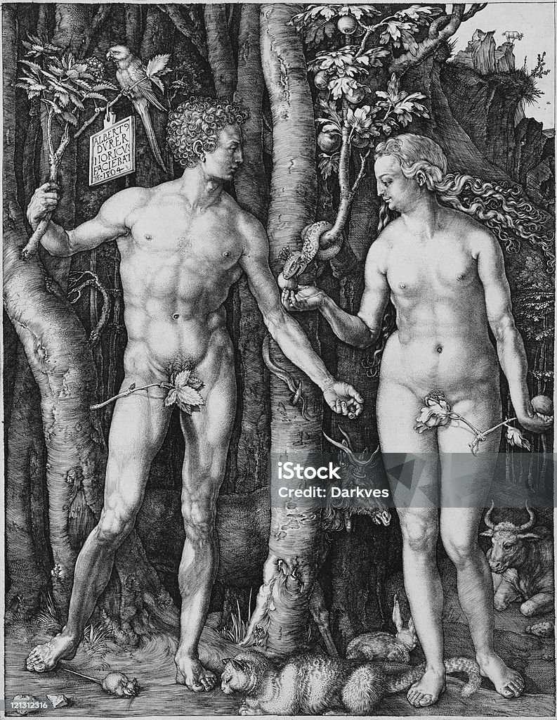 Albrecht Direr, Adamo ed EVA - Illustrazione stock royalty-free di Illustrazione