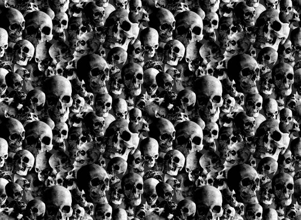istock Seamless background of many human skulls. Illustration. 1213135266