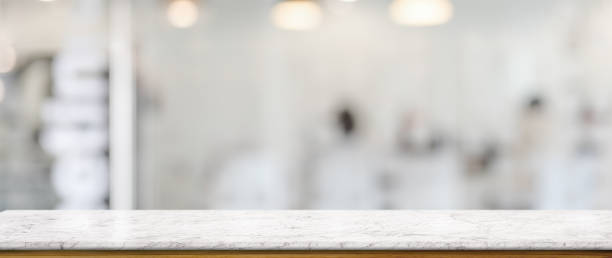 istock Close up view of empty counter in glass partition 1213141779