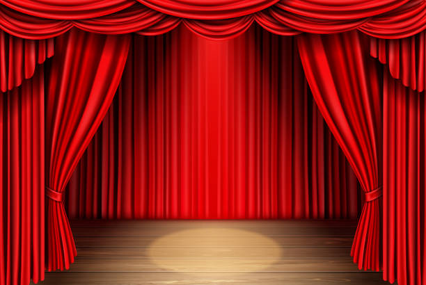 ilustrações, clipart, desenhos animados e ícones de cortina de palco vermelho para teatro, cortina de cena de ópera - curtain red stage theater stage