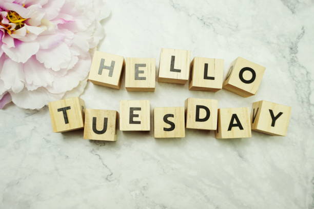 istock Happy Tuesday alphabet letters with space copy on marble background 1213152371