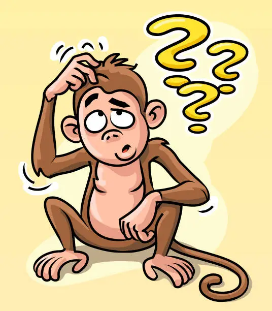 Vector illustration of Confused Monkey Scratching Its Head