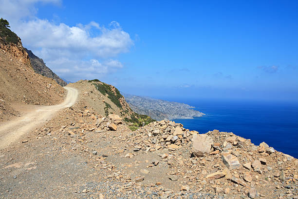 Famous road to Olympos village (Karpathos / Greece).