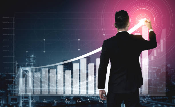 istock Double Exposure Image of Business Profit Growth 1213159406